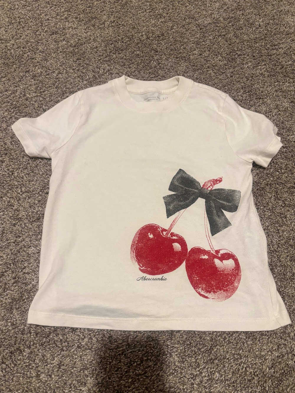 Abercrombie & Fitch kids Cherry and Bow graphic tee, size 7-8